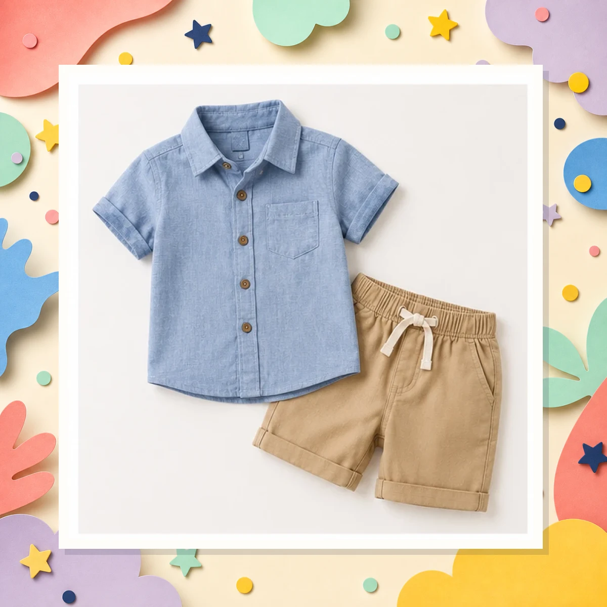 Blue Boys Shirt Shorts Set