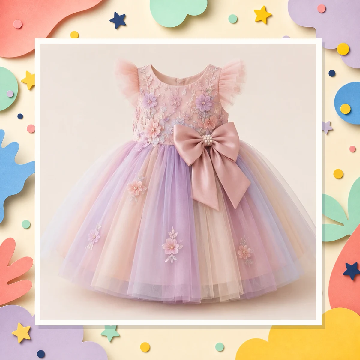 Lilac Pink Girls Party Dress