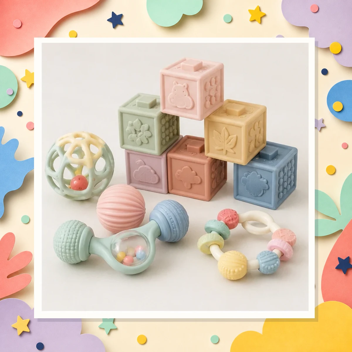 Pastel Baby Blocks Rattles